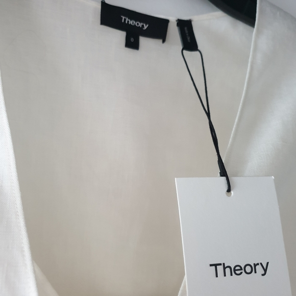 Theory white linen deep v easy dress - Picture 8 of 9